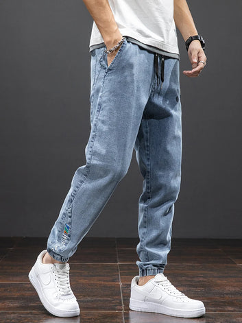 Spring Summer Black Blue Cargo Jeans