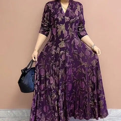 Elegant V-Neck A-Line Waist Long Dress